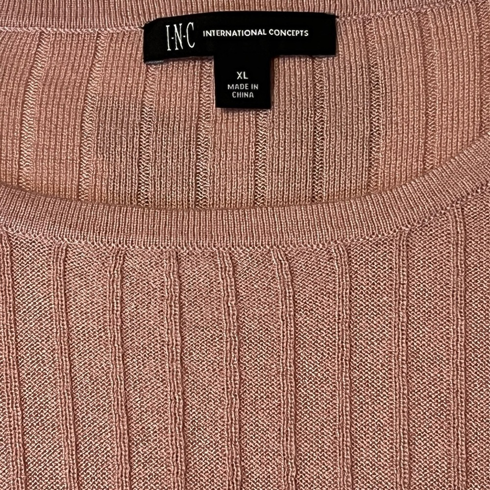 INC International Concepts Blush Pink Ribbed Tie Front Crewneck Sweater New XL - Picture 7 of 11